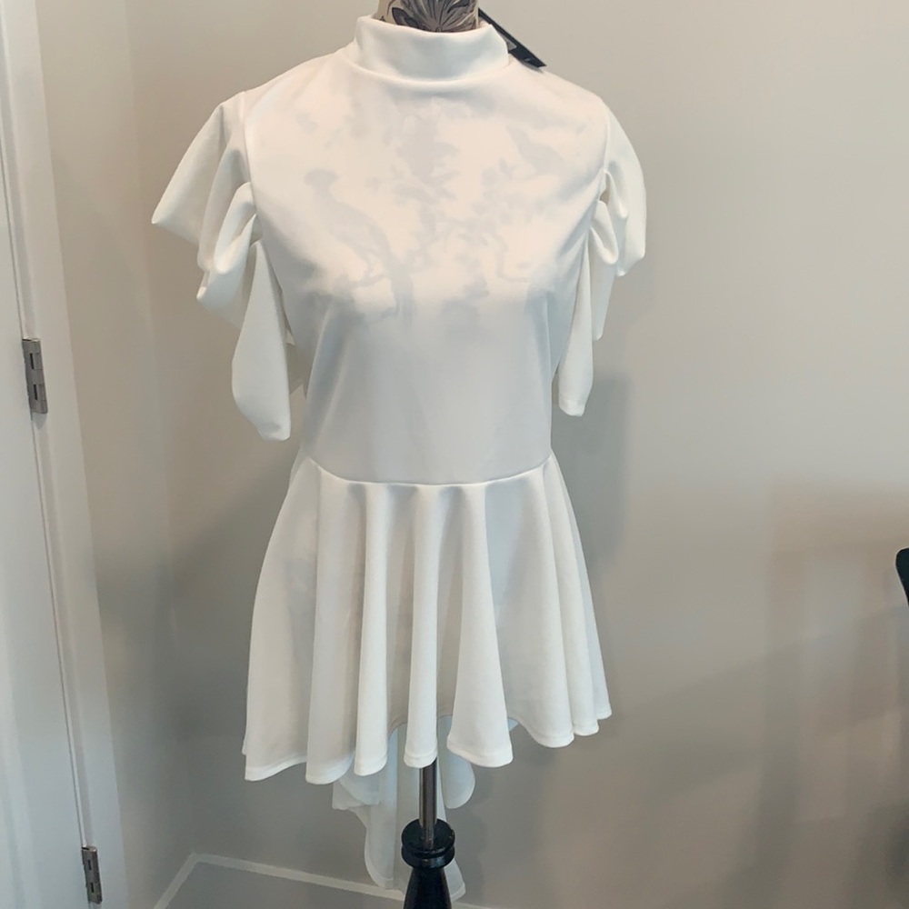 Mock-neck High-Low Blouse